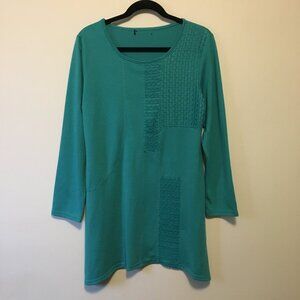 Papa Vancouver Long Textured Knit Turquoise Pullover Sweater